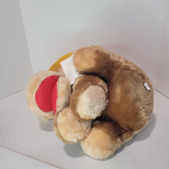 Union Toy Vtg 1982 Plush Puppy Dog Brown Tan Big Eye Yellow Hat Stuffed Animal - Picture 3 of 7